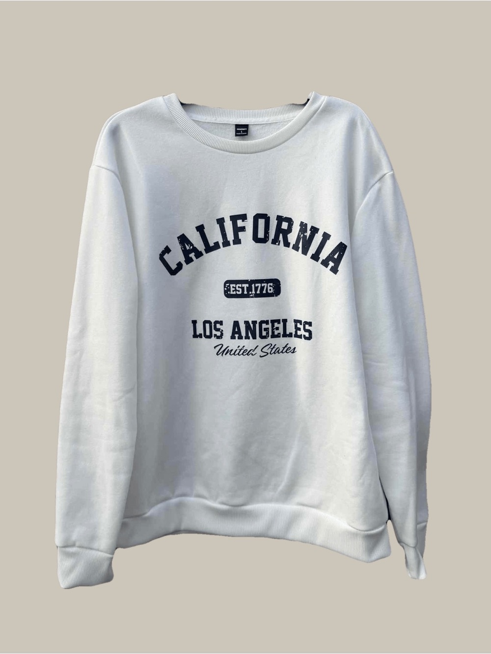 NFINITY White Crewneck Sweatshirt with Navy California Graphic